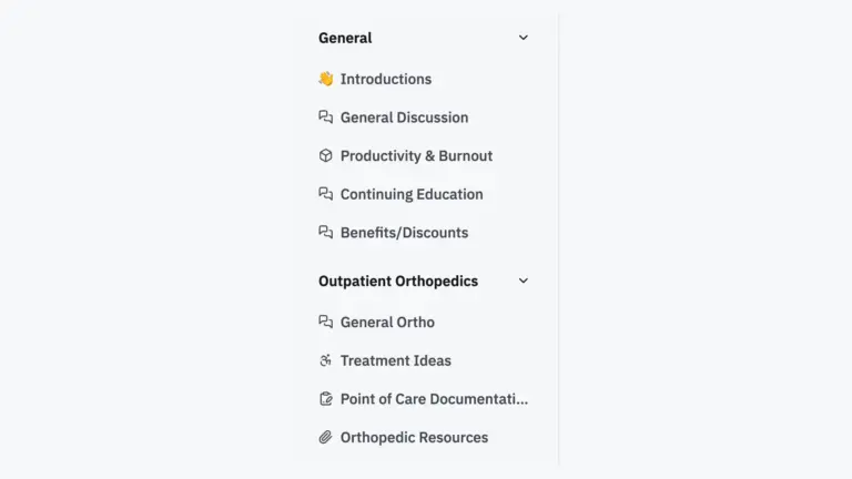 Screenshot of app sidebar