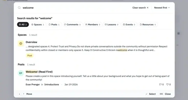 Portal search screenshot